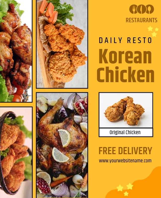 Korean Fried Chicken Restaurant Flyer Template