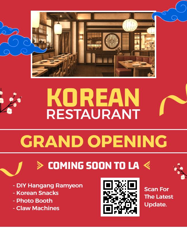 Korean Restaurant Grand Opening Coming Soon Flyer Template