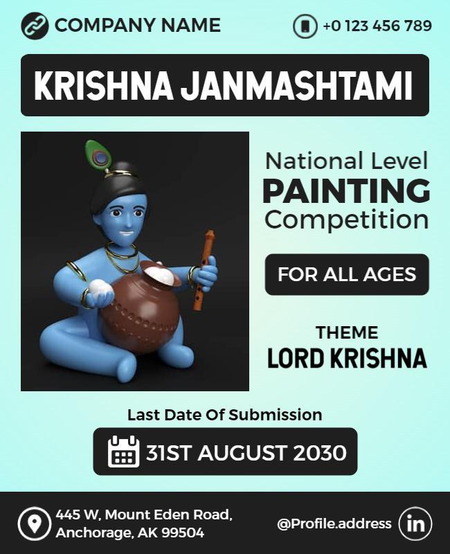 Krishna Janmashtami Painting Competition Flyer Template