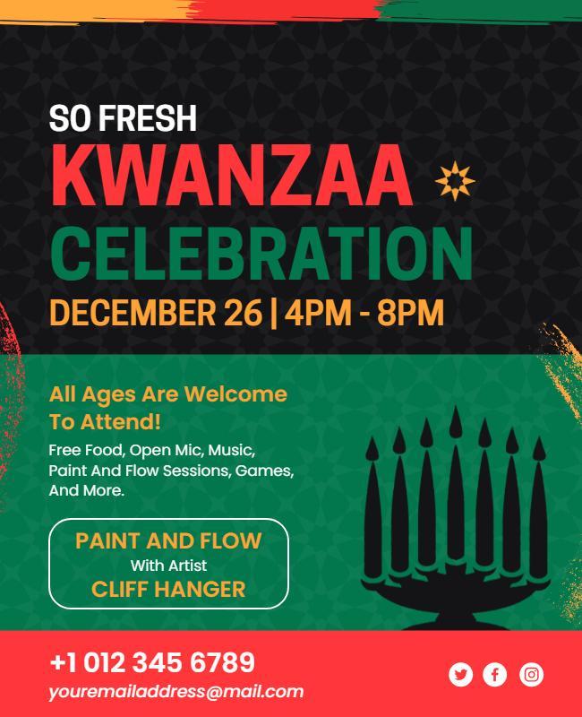 Vibrant Kwanzaa Celebration with Paint and Flow Flyer Template