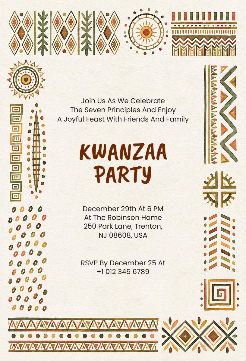 Kwanzaa Celebration Festive Gathering Invitation Template