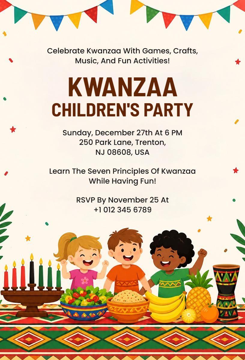 Kwanzaa Children's Party Celebration Invitation Template