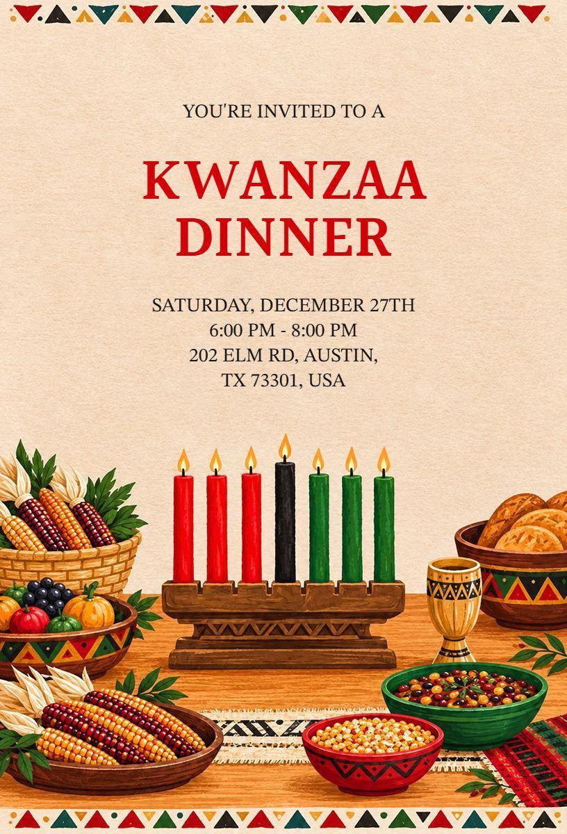 Kwanzaa Dinner Celebration Invitation Template