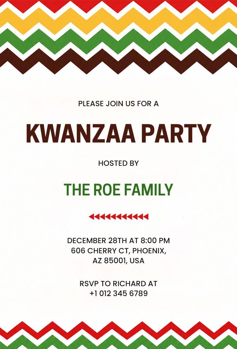 Kwanzaa Family Gathering Party Invitation Template