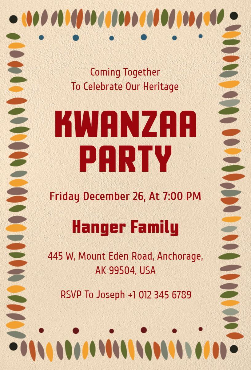 Kwanzaa Heritage Celebration Festival Invitation Template