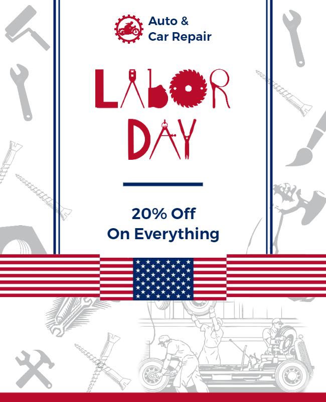 Labor Day Auto Repair Discount Flyer Template