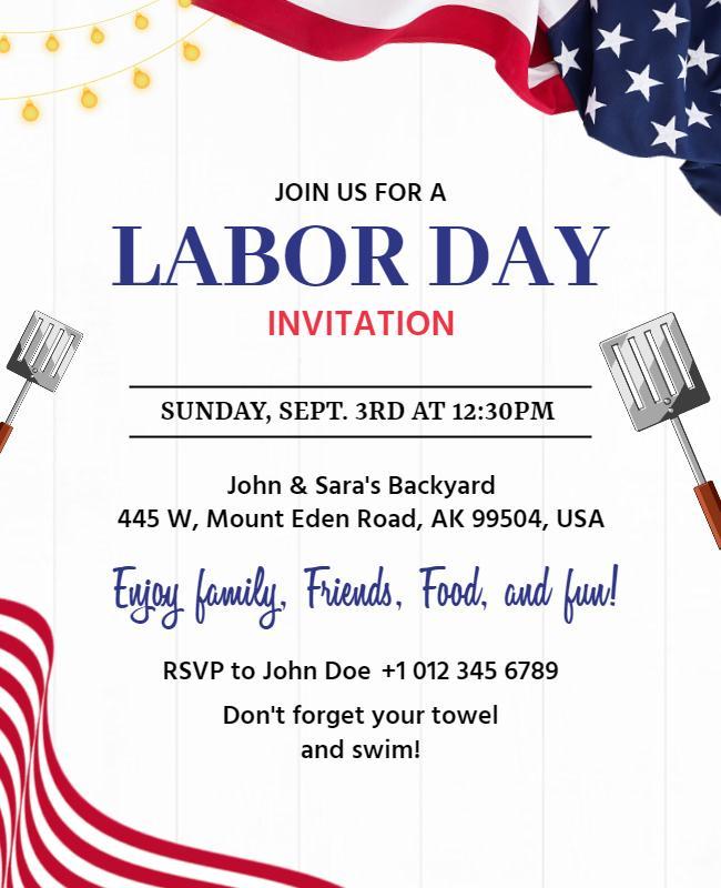 Labor Day Backyard Barbecue Invitation Flyer Template