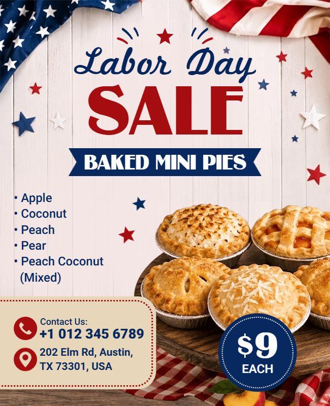 Labor Day Baked Pies Sale Flyer Template