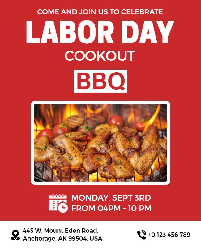 Labor Day Bbq Cookout Celebration Flyer Template