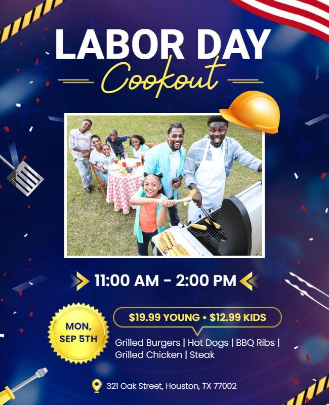 Labor Day Bbq Cookout Event Flyer Template