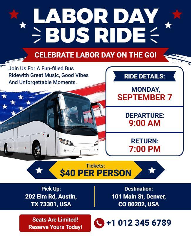 Labor Day Bus Ride Celebration Flyer Template