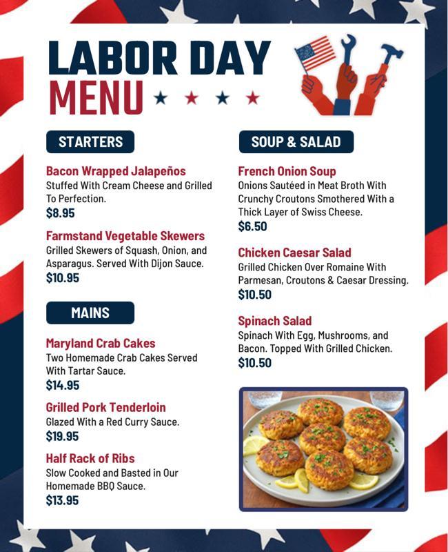 Labor Day Celebration Menu Flyer Template