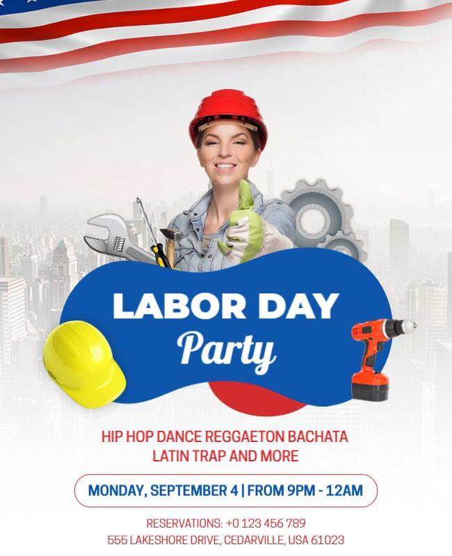 Labor Day Celebration Party Flyer Template