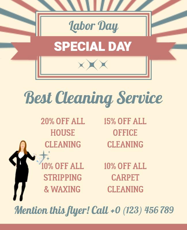 Labor Day Cleaning Service Discount Flyer Template