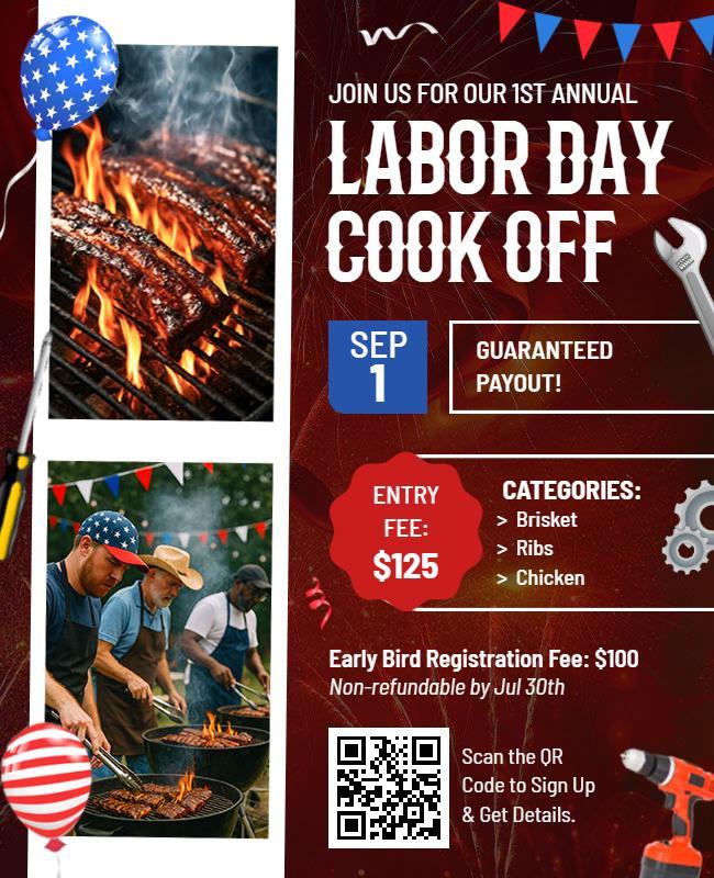 Labor Day Cook Off Barbecue Competition Flyer Template