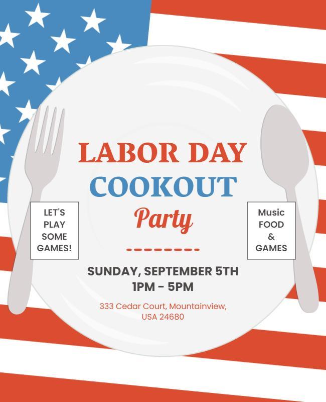 Labor Day Cookout Party Event Flyer Template