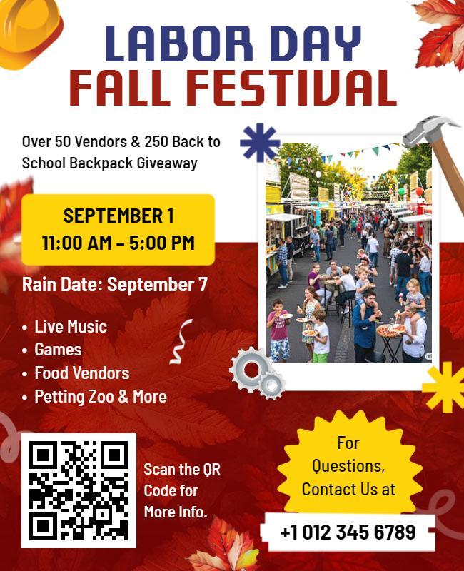 Labor Day Fall Festival Celebration Flyer Template
