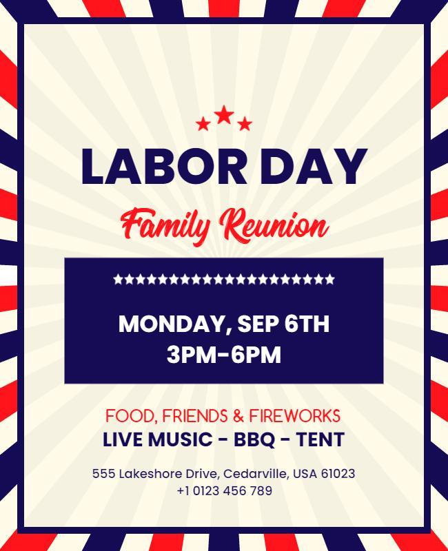 Labor Day Family Reunion Celebration Flyer Template