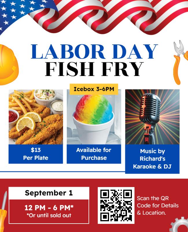 Labor Day Fish Fry Celebration Flyer Template
