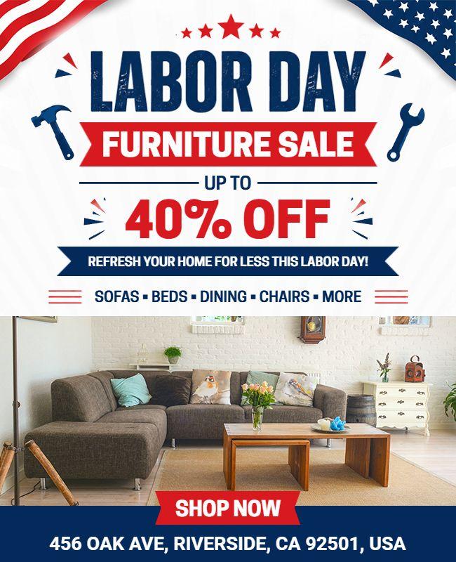 Labor Day Furniture Sale Discount Flyer Template