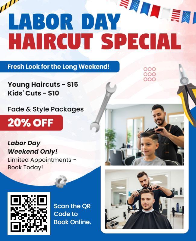 Labor Day Haircut Special Discount Flyer Template