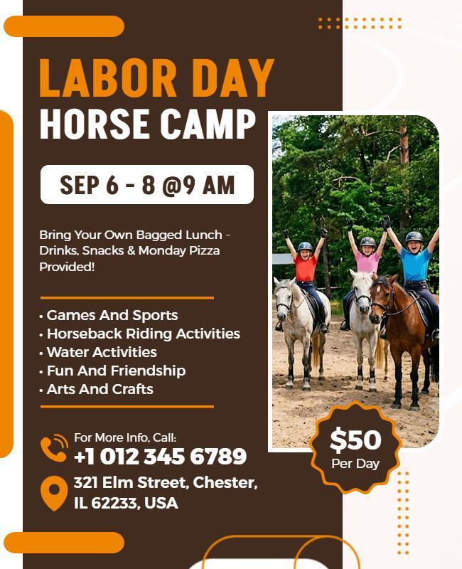 Labor Day Horse Camp Event Flyer Template