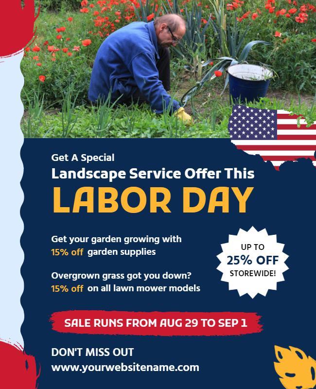 Labor Day Landscape Service Offer Flyer Template