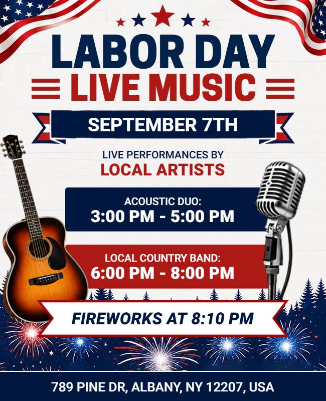 Labor Day Live Music Celebration Flyer Template