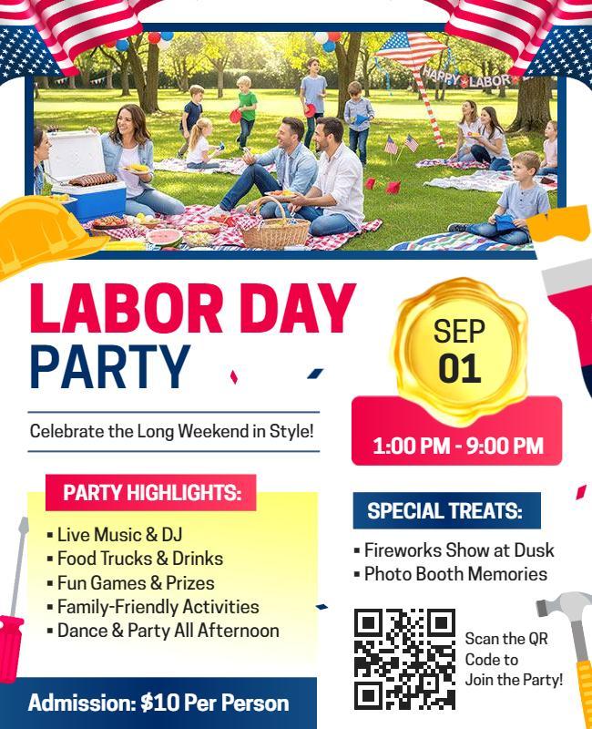 Labor Day Party Celebration Event Flyer Template