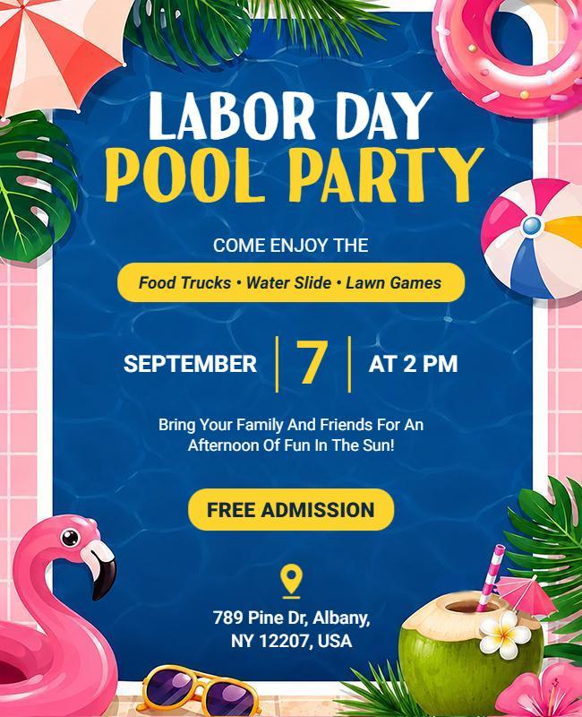 Labor Day Pool Party Flyer Template