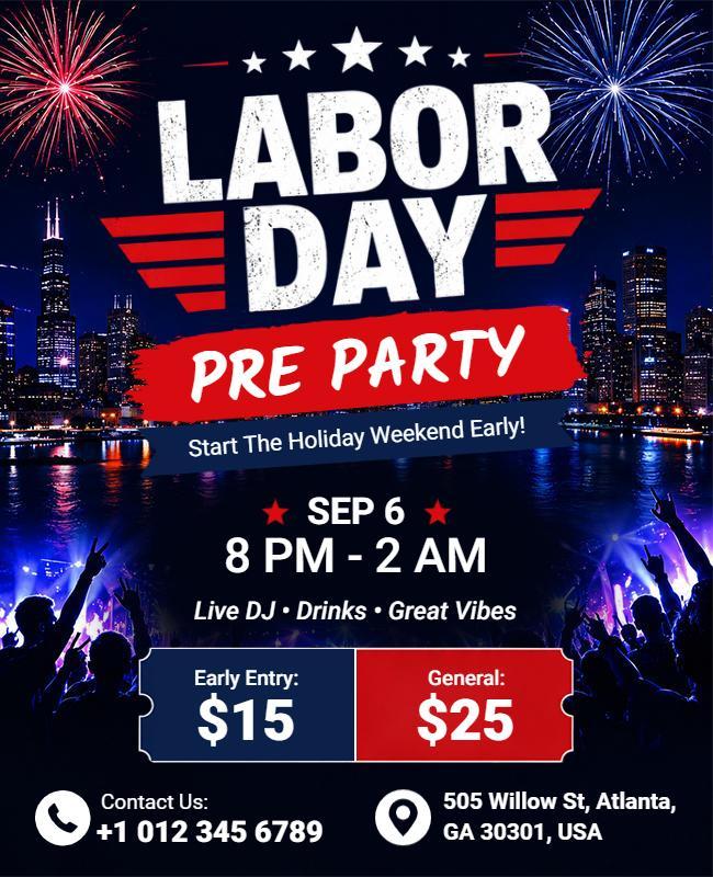 Labor Day Pre Party Event Flyer Template