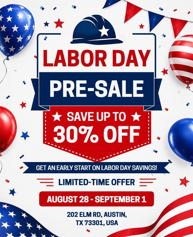 Labor Day Pre-Sale Discount Flyer Template