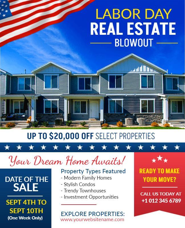 Labor Day Real Estate Sale Flyer Template