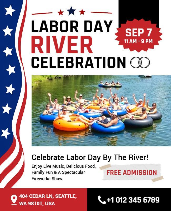Labor Day River Celebration Event Flyer Template