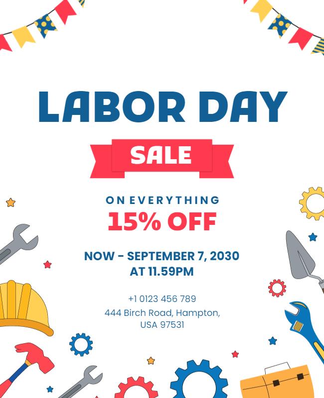 Labor Day Sale Discount Flyer Template