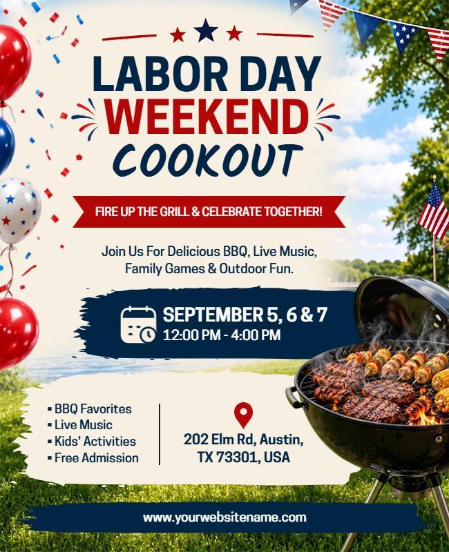 Labor Day Weekend Cookout Celebration Flyer Template