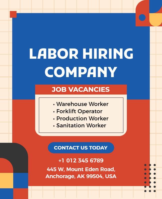 Labor Hiring Company Job Vacancies Flyer Template