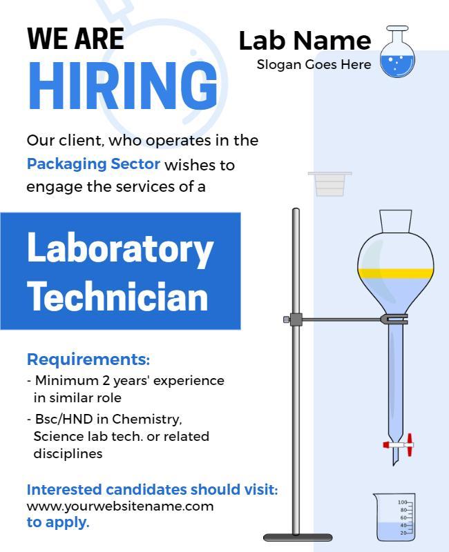 Laboratory Technician Job Opening Flyer Template