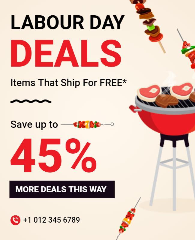 Labour Day Bbq Deals Promotional Flyer Template