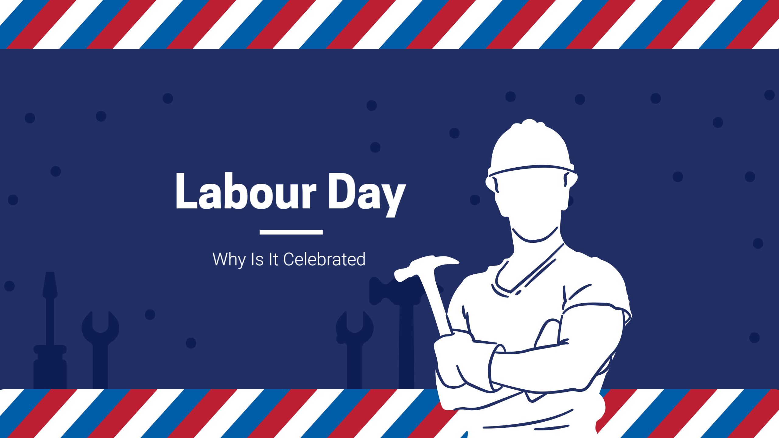 Labour Day Celebration with Tools and Blue Background YouTube Banner Template