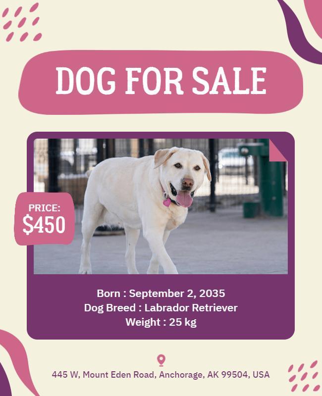 Labrador Retriever Dog Sale Flyer Template