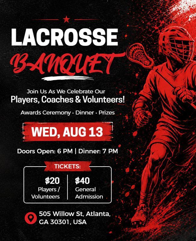 Lacrosse Banquet Celebration Poster Template