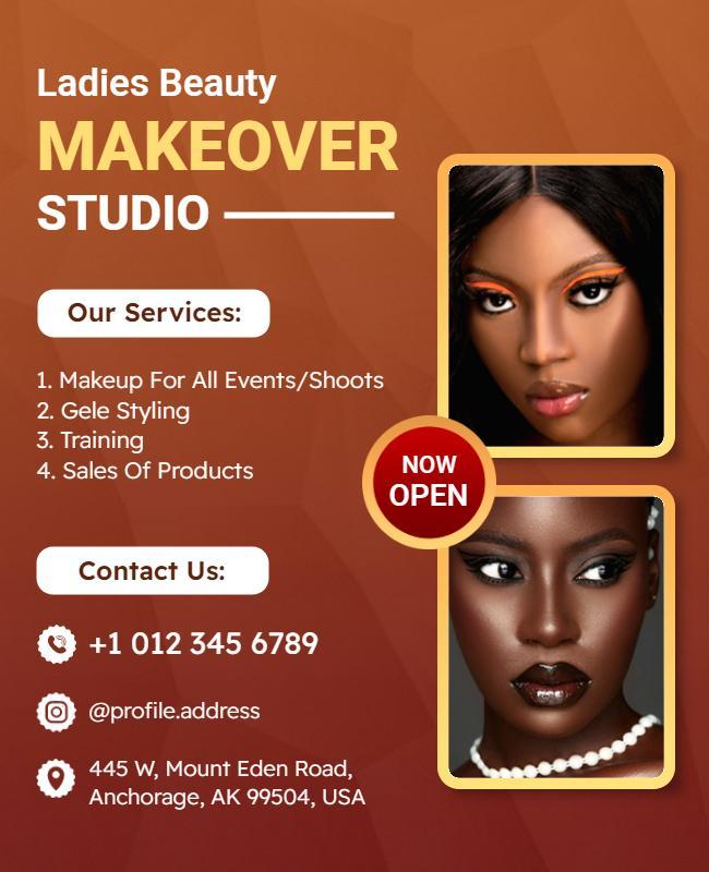 Ladies Beauty Makeover Studio Services Flyer Template