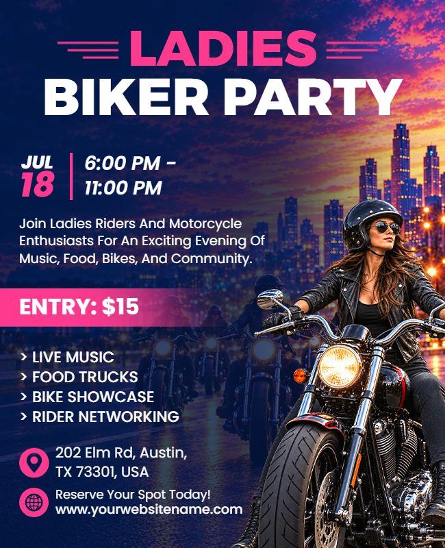 Ladies Biker Party Night Flyer Template