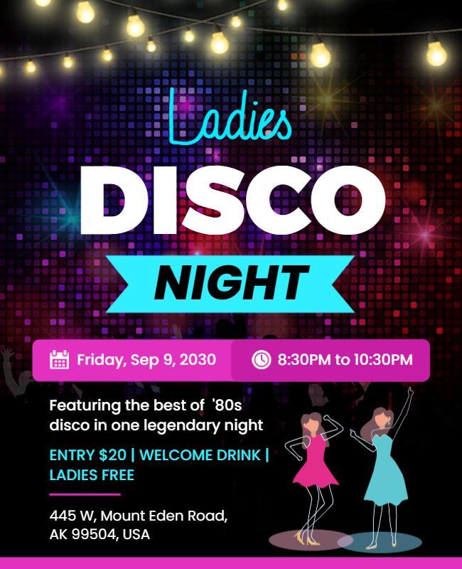 Ladies Disco Night Event Flyer Template