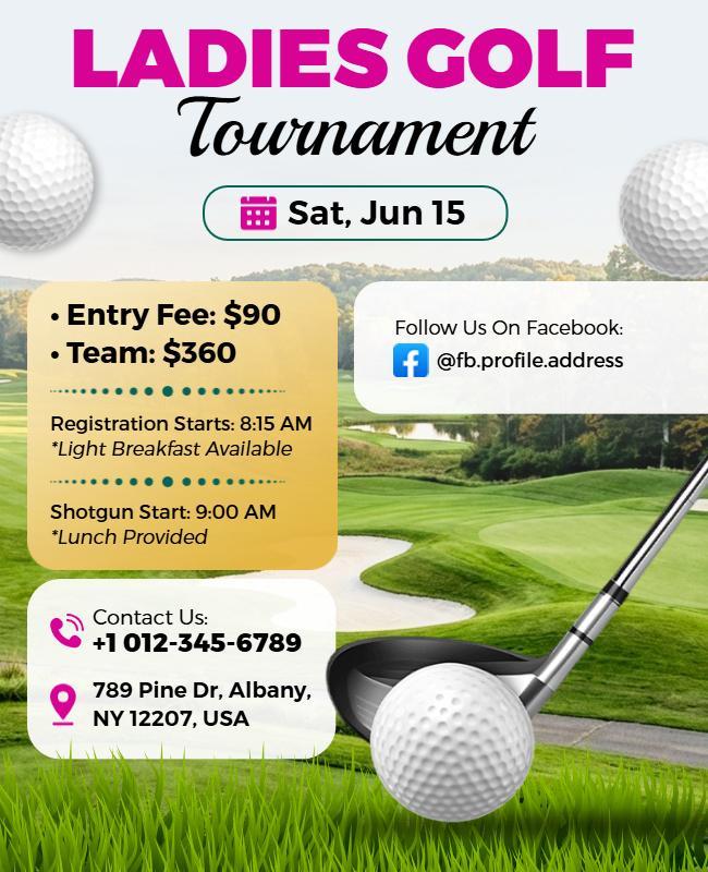 Ladies Golf Tournament Event Flyer Template