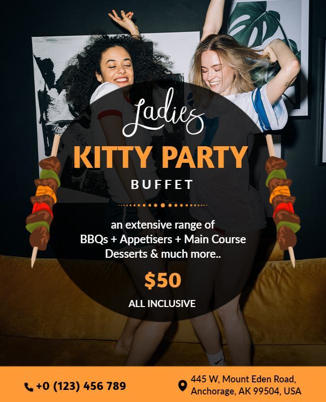 Ladies Kitty Party Buffet Event Flyer Template