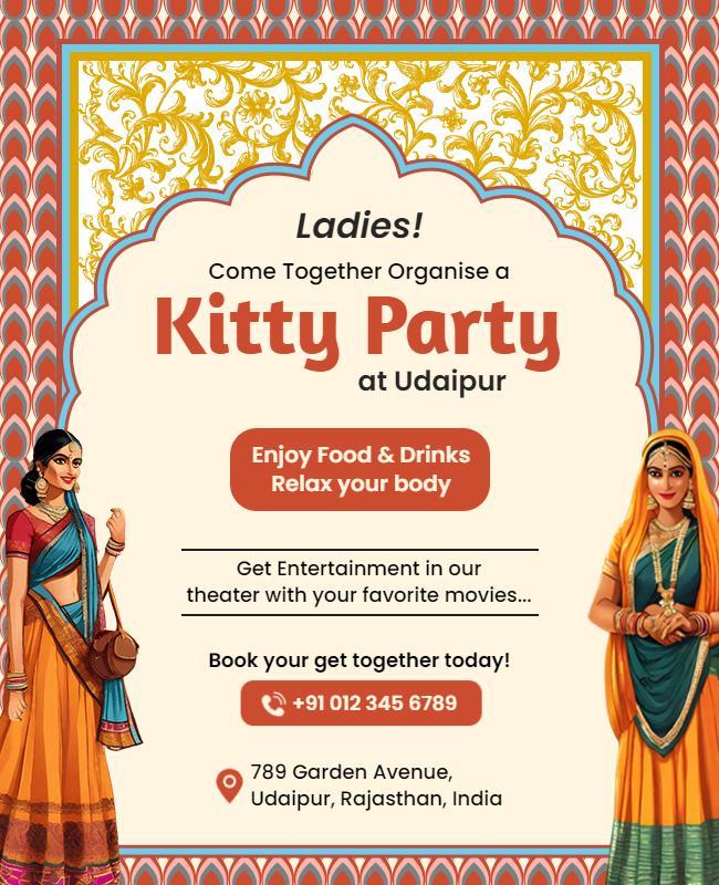 Ladies Kitty Party Gathering Invitation Flyer Template