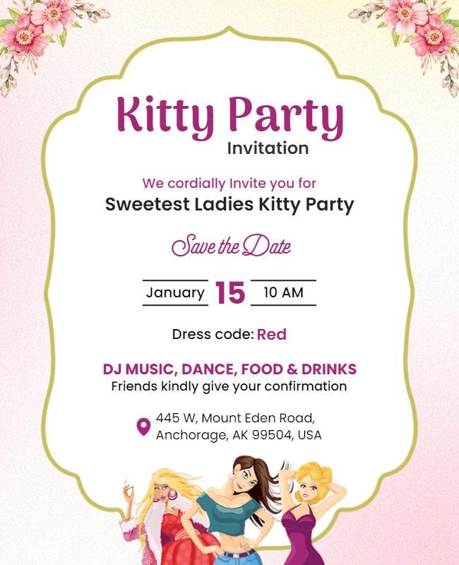 Ladies Kitty Party Invitation Flyer Template