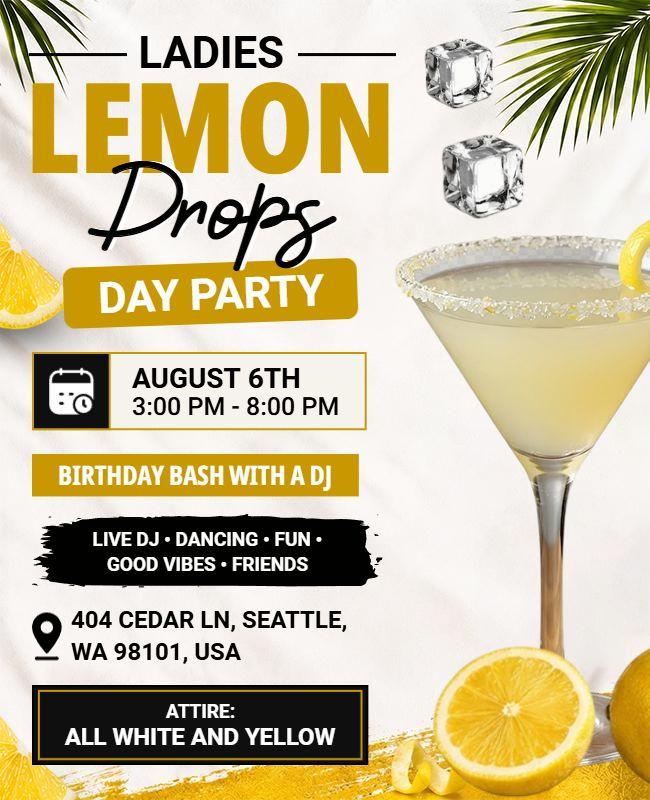 Ladies Lemon Drops Party Event Flyer Template